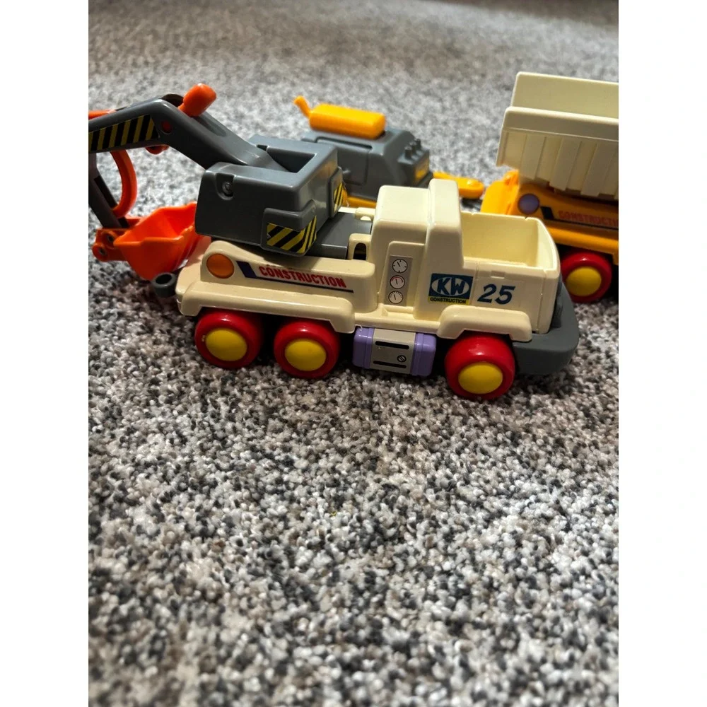 Vintage KW Construction Truck Set 1980s Cement Mixer Excavator Dump Truck 3pc
